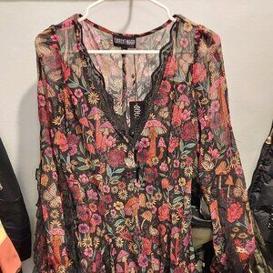 Floral mushroom sheer dress